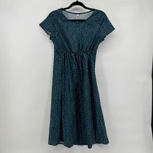 Speckled Midi Dress Casual Women Small Teal Green Short Sleeve Teacher Career